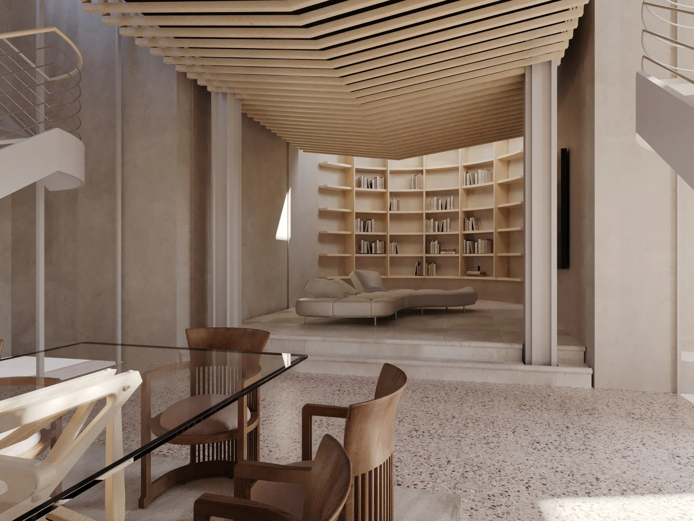 Biblioteca vista dalla zona pranzo